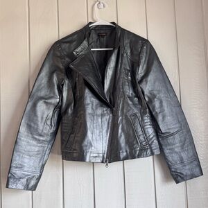 New Frontier Metalic Retro Genuine Leather Jacket